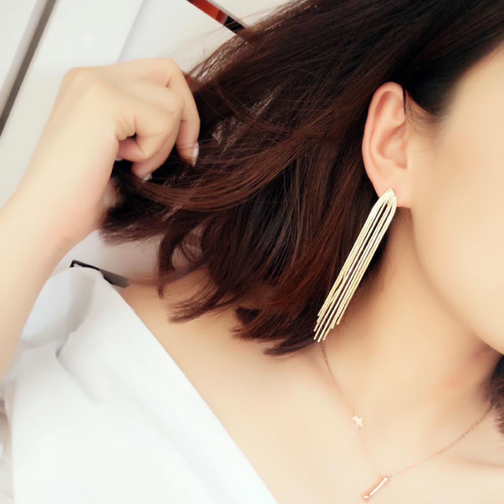 SUMENG 2024 New Gold Color Silver  Long Hanging Earrings Metal Tassel Ethnic Drop  for Women Fashion Jewelry Gifts