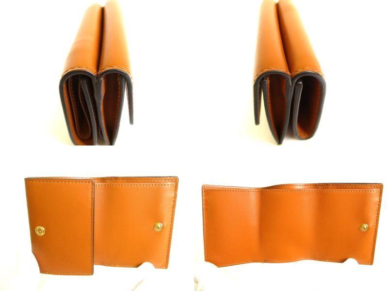 Authentic FENDI ROMA Brown Leather Trifold Wallet Compact Wallet # 9709  Refurbished