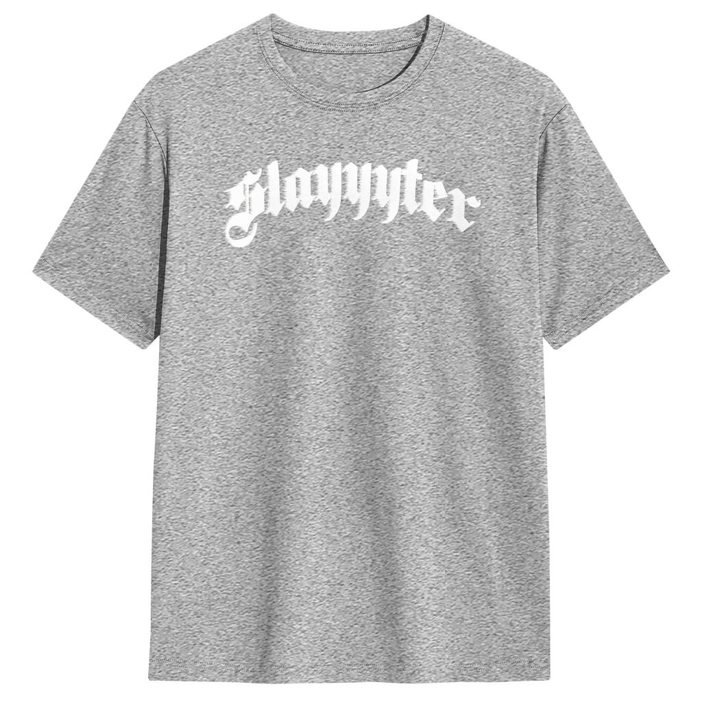 Slayyters Gothic Letter pRINT T Shirt Unisex  Vintage T Shirts Beach O Neck Fashion Tee Shirt Custom DIY Big Size Clothing