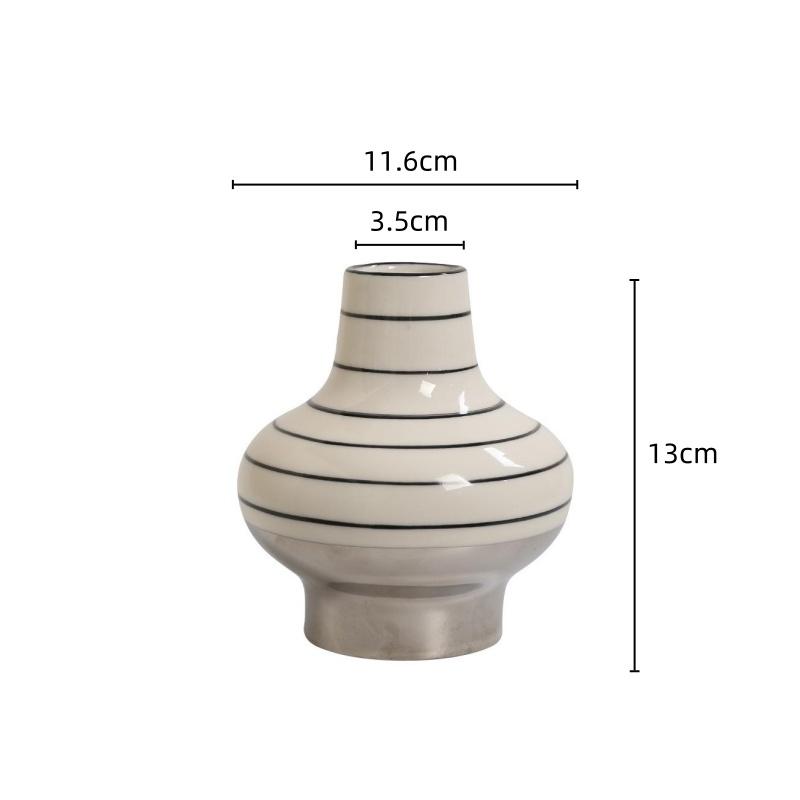 

Керамическая ваза в полоску, геометрическая ваза для цветов, аксессуары для цветочных композиций, настольные украшения ручной работы, украшение для дома