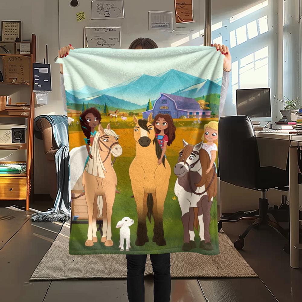 1PC Spirit Untamed Print Flannel Blanket, High quality Comfortable for All Seasons, Home Decor, Warmth and Comfort, Perfect for Christmas Gifts174
