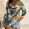 Plus Size Women V Neck Long Sleeve Button Detail Loose Stylish Comfortable Casual Daily Ladies Top