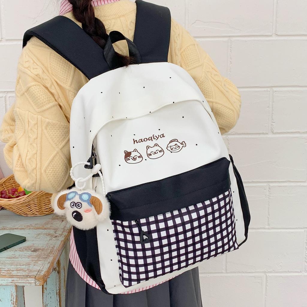Schoolbag new contrasting color small fresh backpack female high school college student large capacity lightweight schoolbag Mori simple backpack
