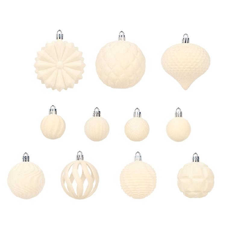 48Pcs Shatterproof Christmas Baubles Velvety Ball Hanging Ornament Christmas Tree Decoration For Wreath Mantels Window
