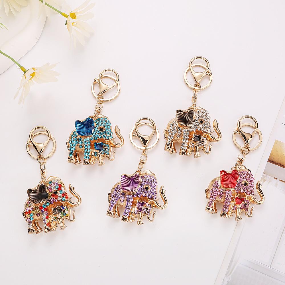 Cartoon animal elephant keychain, cute, diamond studded, little elephant, diamond studded bag pendant