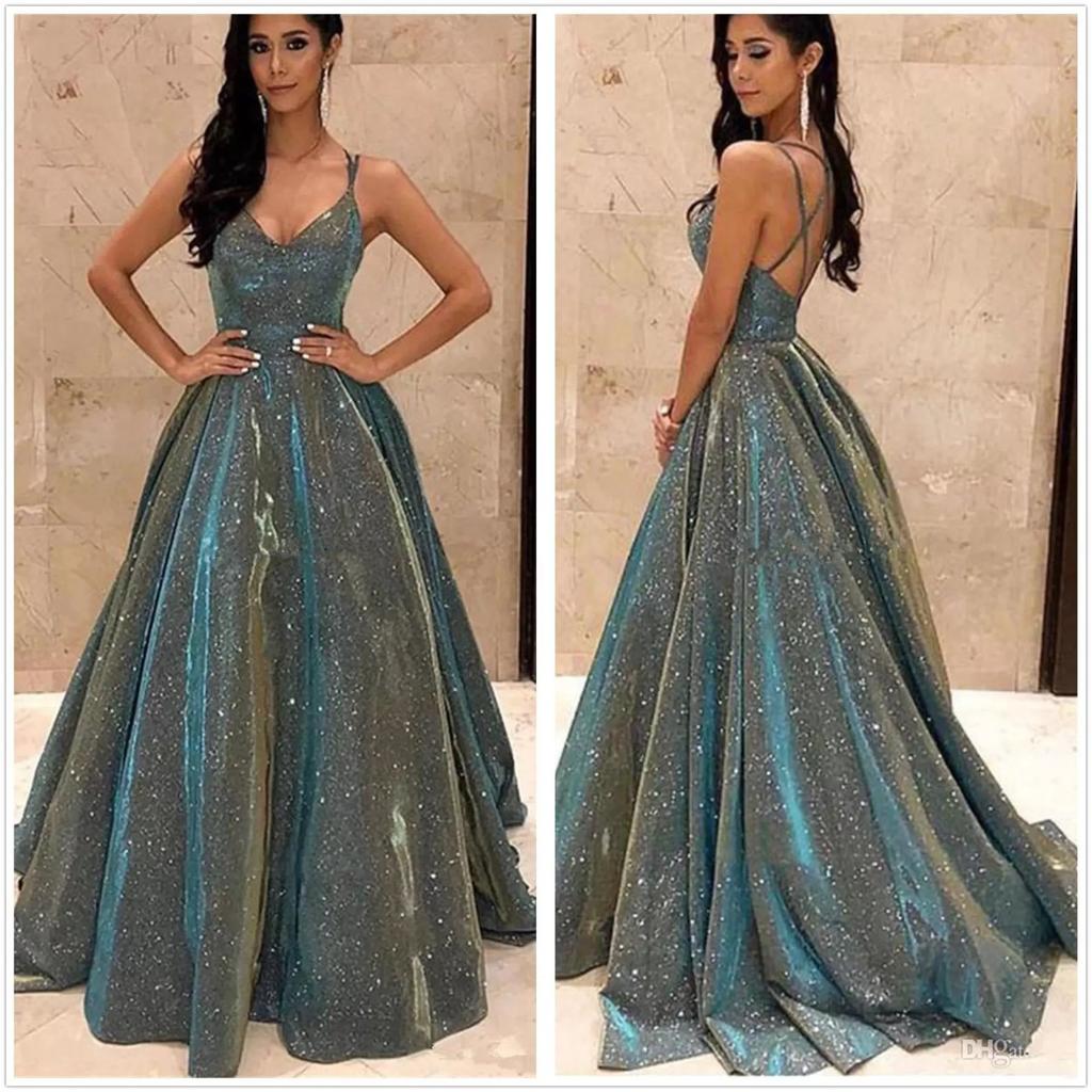 Women's Tube-top Shiny Long A-line Slim Evening Dress