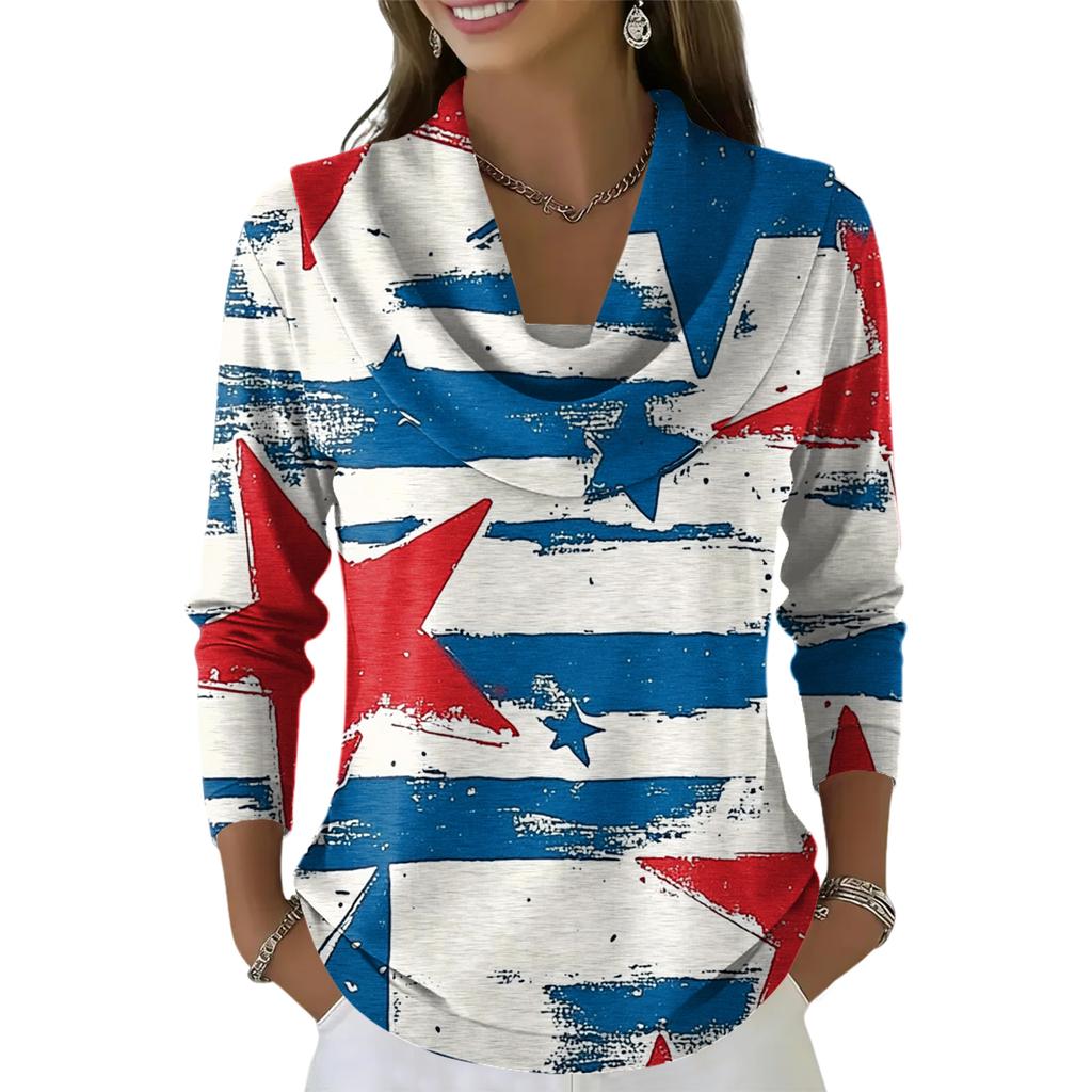 Women's Casual And Fashionable Round Neck Long Sleeved Printed Top Sweater