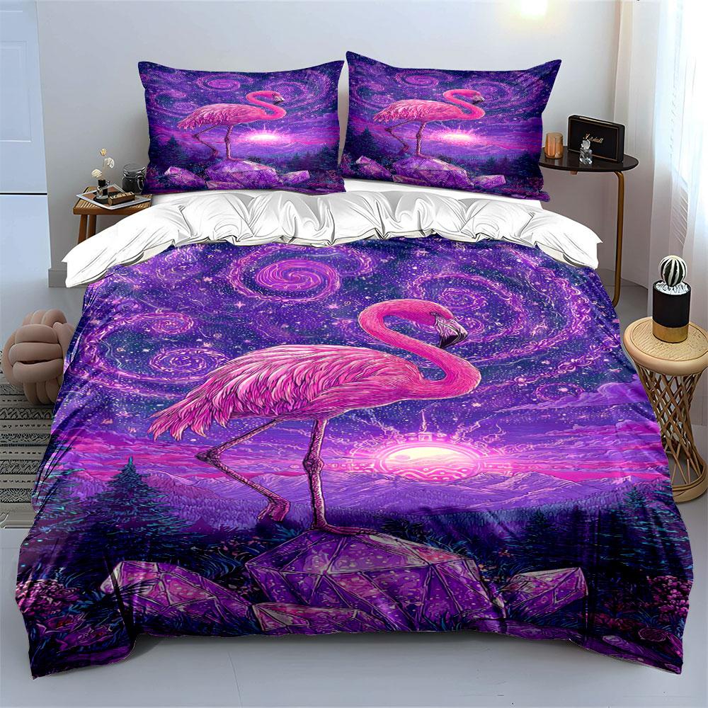 "Celestial flamingo dreamscape" Bedding sets Duvet covers Pillowcases(1* Duvet Cover 2* Pillowcases without duvet insert)