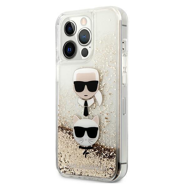 Karl Lagerfeld Klhcp13Xkicgld Iphone 13Pro Max 6,7 Złoty/Gold Hardcase Liquid Glitter Karl&Choupette Head