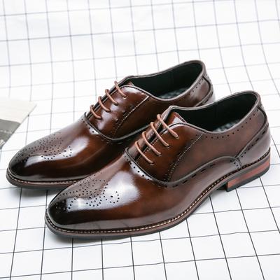 Fashion Leather Shoes Flats Mens British Brogue Dress Shoes Elegantes Business Oxford Shoes for Men Wedding Party Shoes Loafers