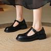 Krazing Pot Sheepskin Round Toe Size 42 Thick Med Heels Slip on Platform Gladiator Metal Buckle Autumn Pumps