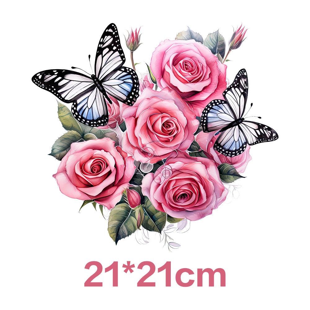 Flower Iron On Transfer Stickers Cute Design Ready To Press Heat Transfer Vinyl Decals Applique for T-Shirt Backpack Clothes