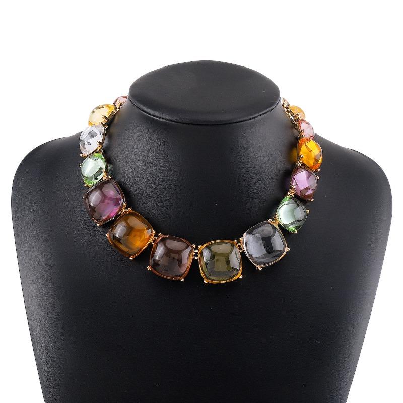 Catena da collo in gel per abbinamento colori Meier, set di orecchini con collana geometrica bohémien ZA da donna