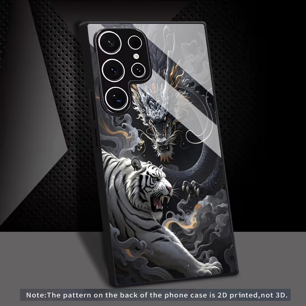 Lion and tiger patterns glass Phone Case For SamsungGalaxy S26 S25 S24 S22 S23 Ultra S21 S20 Plus 5G Frosted Non-Slip Full Cover