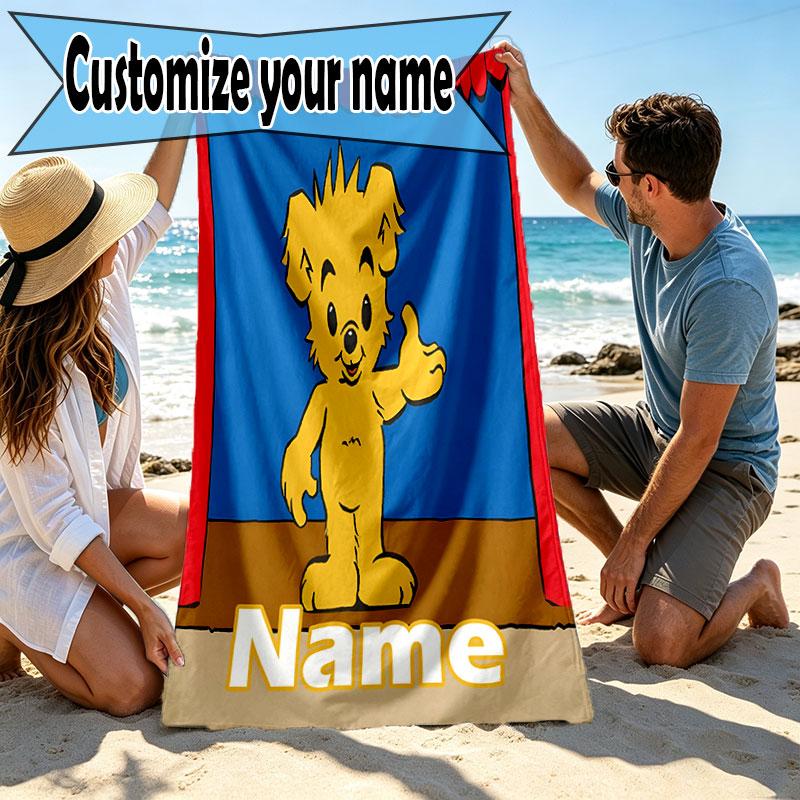 Custom Name Personalized Bamse Print Beach Towel, for Trip Camping Beach Party Home Decor, Birthday Gift for Family & Friends