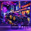 Racing Uv Blacklight Fluoresce Tapestry Room Decoration Neon-Lit Anime Car Aesthetic Wall Hanging Party Decor Backdrops Cloth