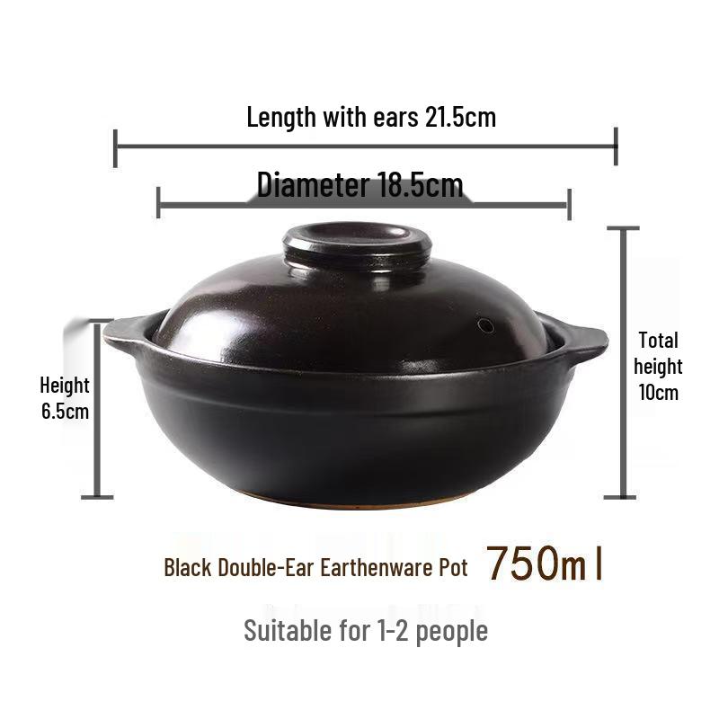 High-Temperature Resistant Clay Pot with Handle for Claypot Rice & Noodles - Durable, No Crack, Small Commercial Sand Pot