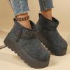 Fashion Non Slip Chunky Platform Snow Boots for Women Short Plush Thick Bottom Winter Ankle Boots Woman Slip On Faux Suede Booties Mujer
