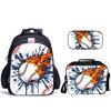 Creative Broken Wall Baseball Three-Piece Set 3D Visual Effect Design Printing School Bag Meal Bag Pencil Bag Combination Set