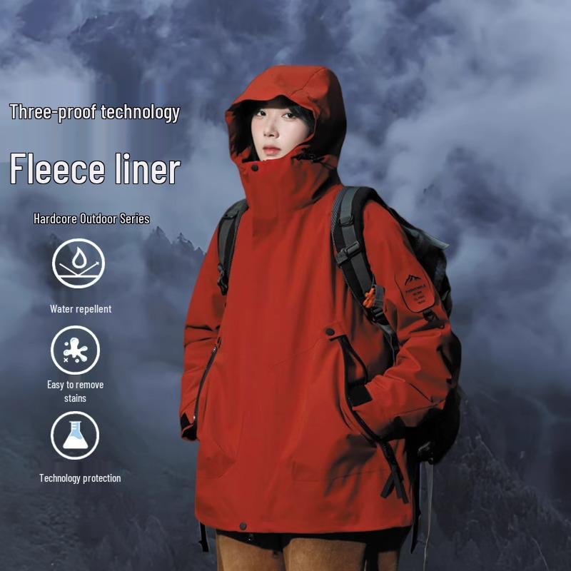 

Вермилионовый унисекс ветрозащитный плащ с водоотталкивающей пропиткой: Большой размер, Ветрозащитная, 3-в-1 Весенняя куртка для альпинизма и рабочей одежды. XL (75-85 kg)