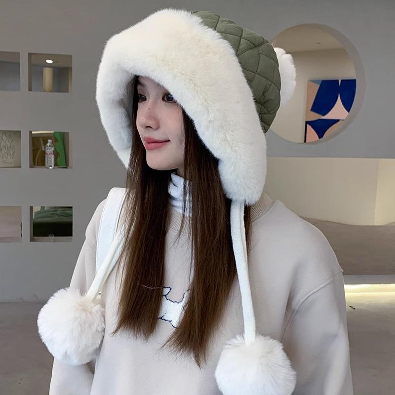 Hut Damen Winter Koreanischer Mongolischer Hut Plüsch Outdoor Ski Winddicht Ohrenschutz Lei Feng Hut Damen Nordöstlicher Warmer Hut