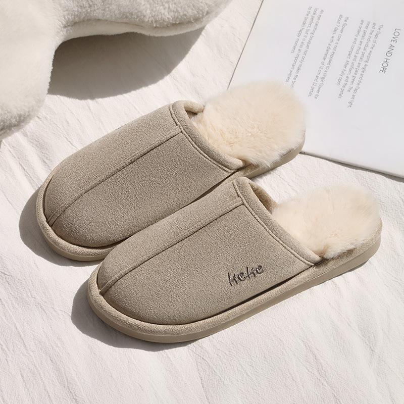 Winter wear non-slip fluffy slippers cotton mop thickened warm indoor cotton slippers