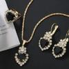 4 Piece Set Women Black Water Droplet Love Water Diamond Necklace Earrings Ring Zircon Fashionable Exquisite Suitable Party