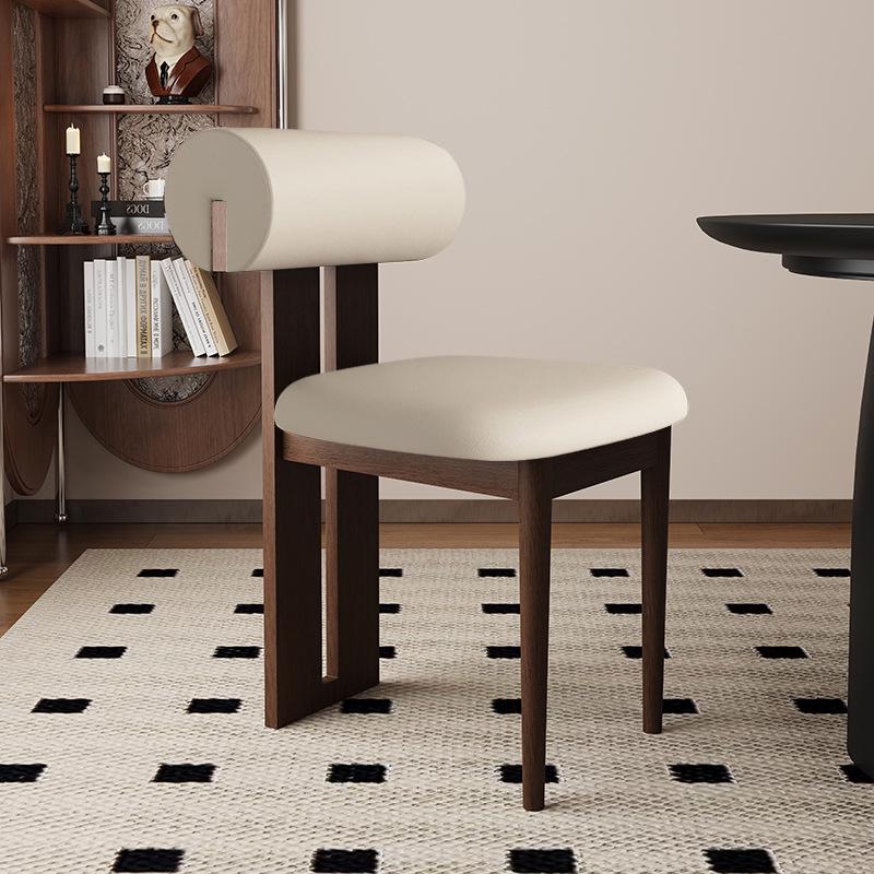 Nordic Solid Wood Dining Chair with Upholstered Soft Backrest - Cotton & Linen Fabric, Designer Style for Home or Cafe Use