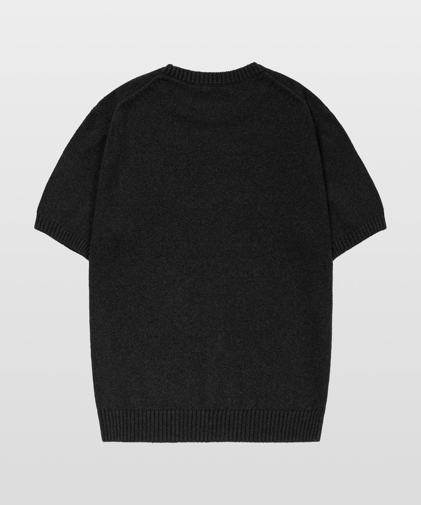 MANNERGRAM Upw Washable Cotton Round Short Sleeve Knit Dark Gray
