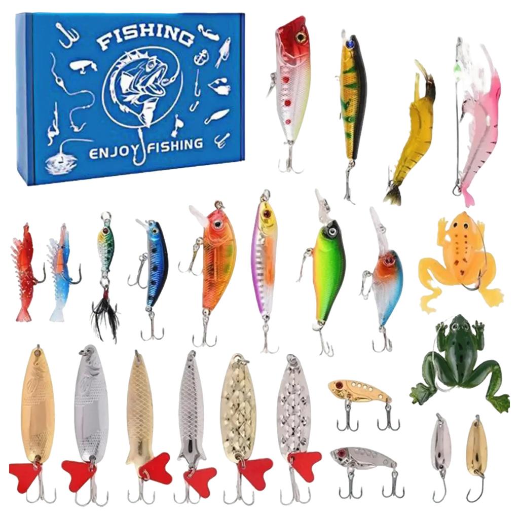 24pcs Enjoy Fishing Christmas Calendar Men's Fishing Calendar With Fishing And Fishing Accessories Fishing New Year Christmas Gift Box