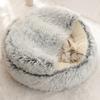 2-In-1 Sleeping Nest Cave for Puppy Plush Hooded Pet Bed Round Fluffy Soft Cat Bed Pet Mat Warm Cats and Dogs