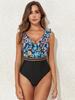 Women's Sexy Ruffle Print Patchwork One-Piece Swimsuit