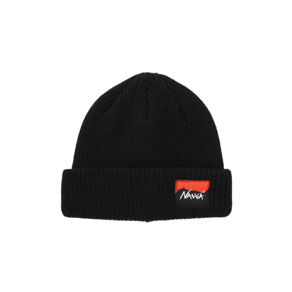 NANGA Box Logo Bulky Beanie Knit Hat for Men and Women (Color: Black)
