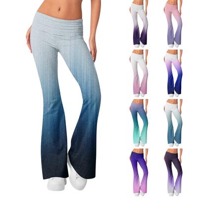 Moda damska Gradientowe, slim fit, slim, z odwróconą talią, z niskim stanem, z elastycznym pasem, rozszerzane spodnie