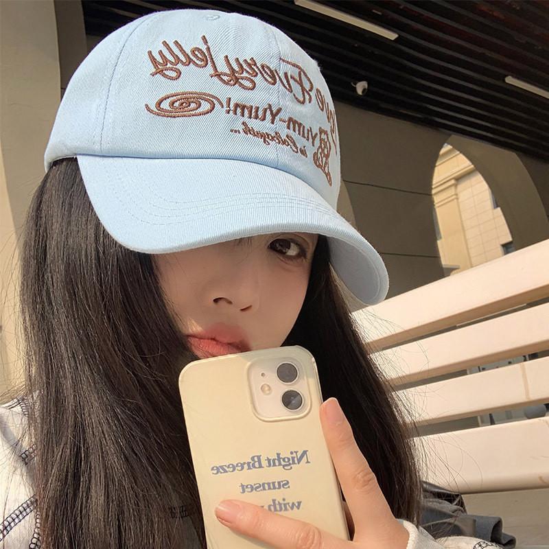 Blue Embroidered Modern Soft Baseball Cap For Women Flattering Suitable Design
