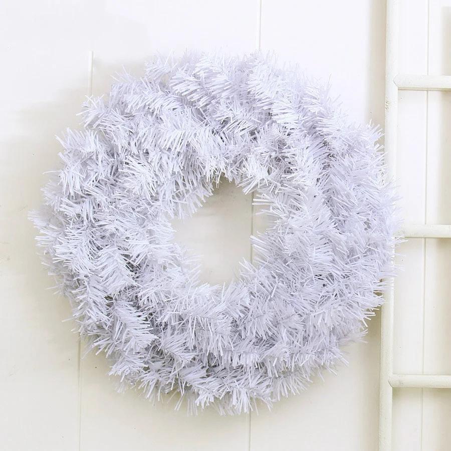 Green Christmas Decoration Wreath 30cm 40cm Encrypted PVC Ordinary Leaf Simulation Wreath Door Hanging Christmas Wreath