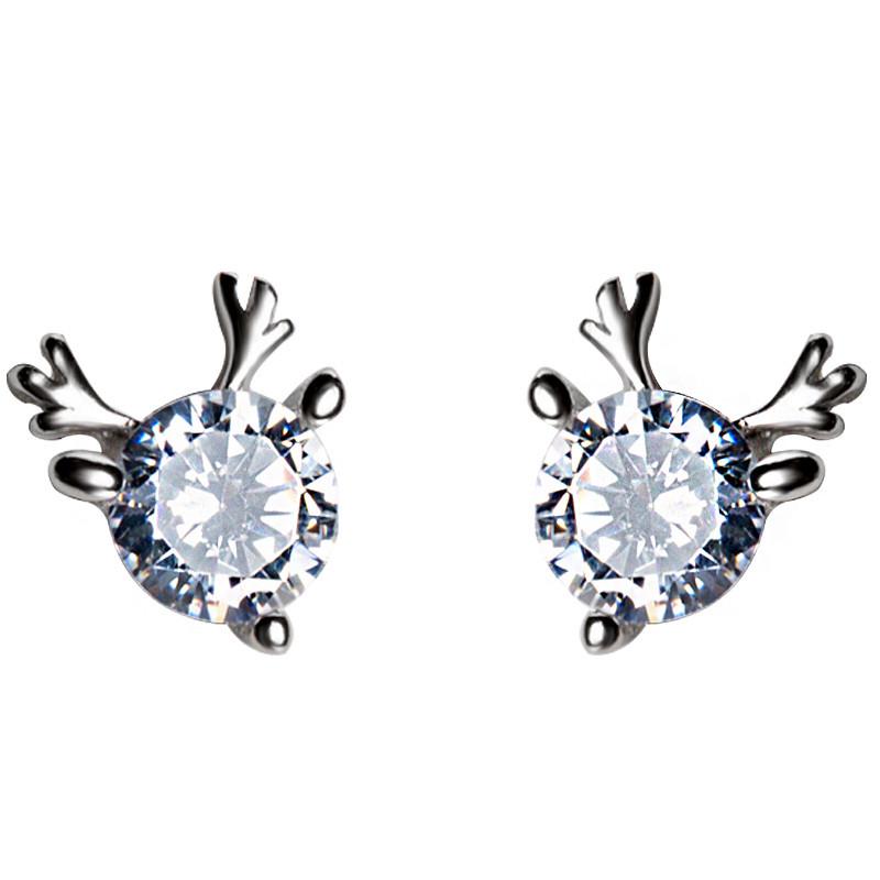 Zircon Reindeer Stud Earrings: Korean Fashion Inspired Christmas Jewelry for Women