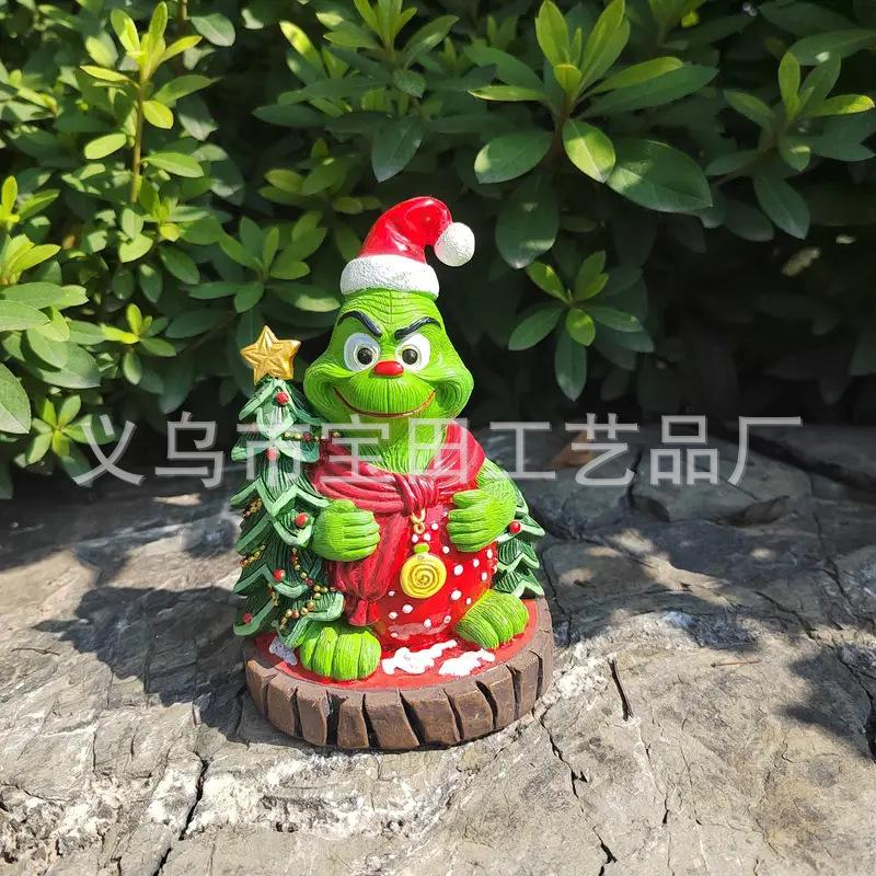 Christmas Grinch Green Hair Monster Christmas Atmosphere Gifts Ornaments Ornaments Creative Decorations Resin Crafts