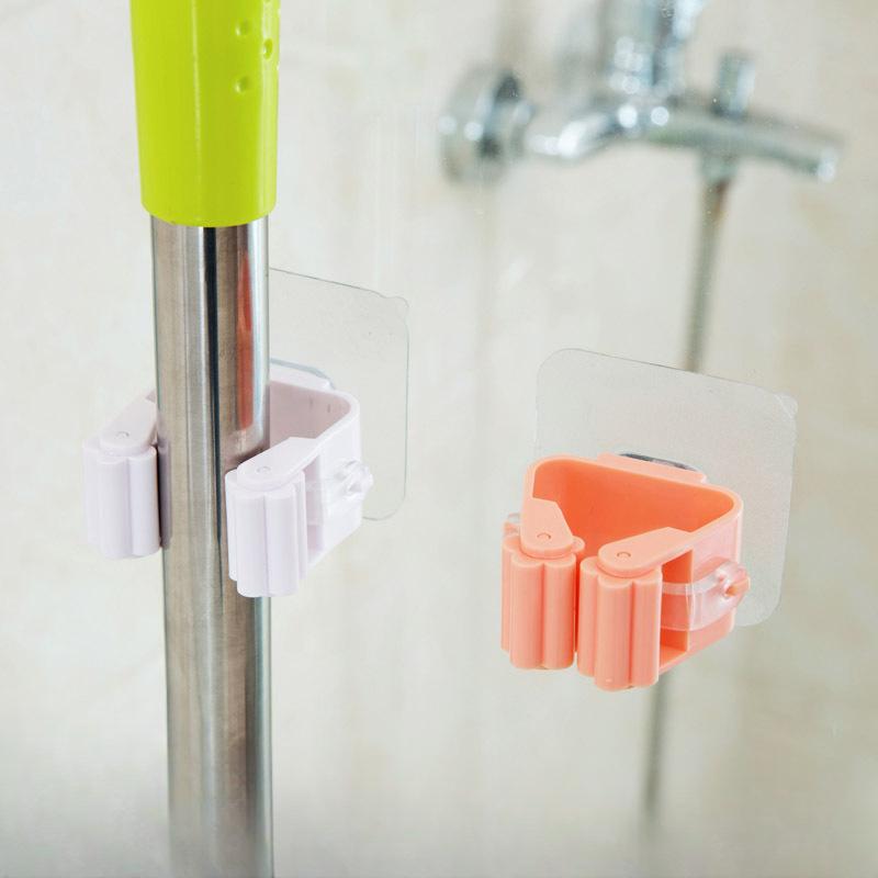 Nahtlose Nicht-perforierende Moppklemme Starker Haken Haushalt Badezimmer Belastbarer Moppständer Aufbewahrung Hängeregal