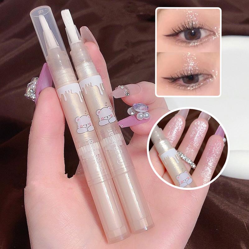Waterproof Shiny Diamond Highlight Pen, Eye Makeup Highlighter, Waterproof Pearl White Brighten Silkworm Shadow Liquid Eyeliner