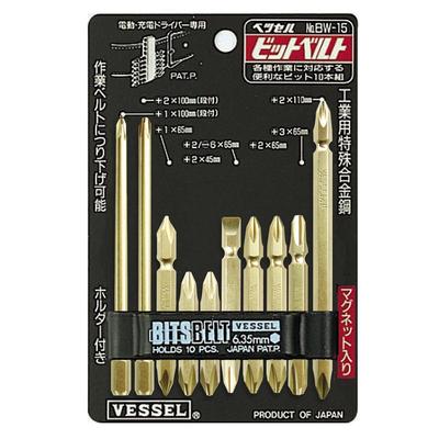 VESSEL Bit Plus Plus Plus e Conjunto com Conjunto, 1, 2, 3, -6, Suporte de 10 Peças, BW-15
