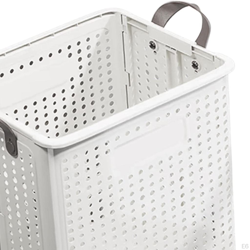 Collapsible Laundry Hamper, Basket with Wheels, Clothes Hanger, Hollowed Out Shopping Bag