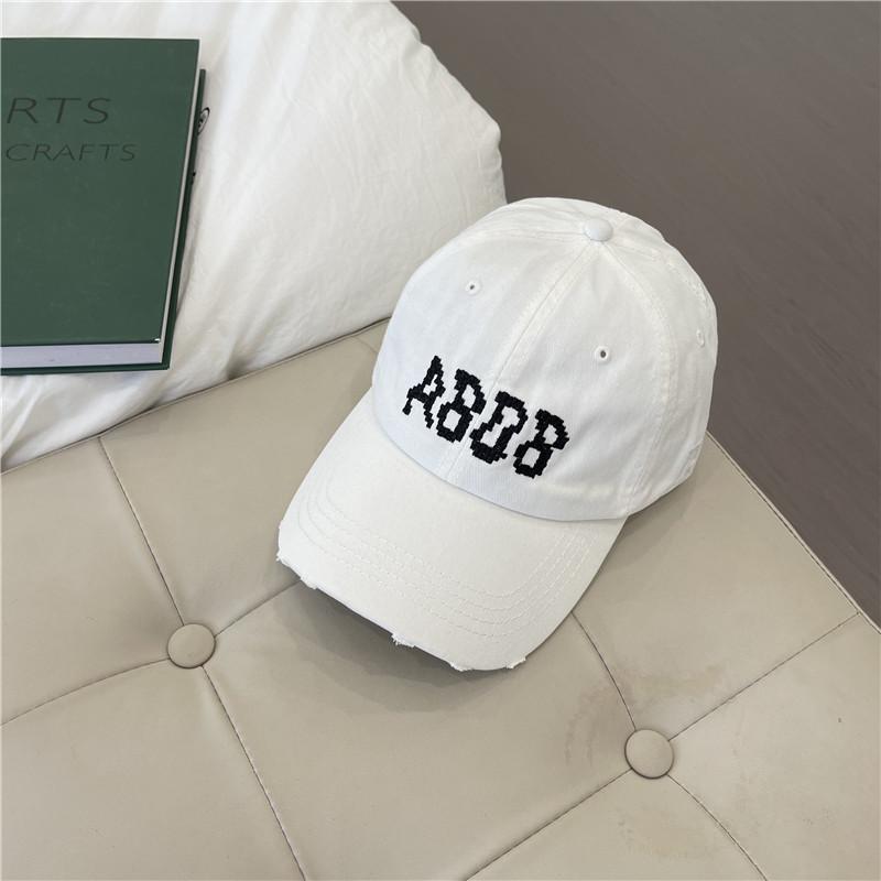Hat Women's Spring and Summer Versatile Embroidery Ripped Baseball Cap Men's Street Hipster Couple Bent Eaves Soft Top Cap