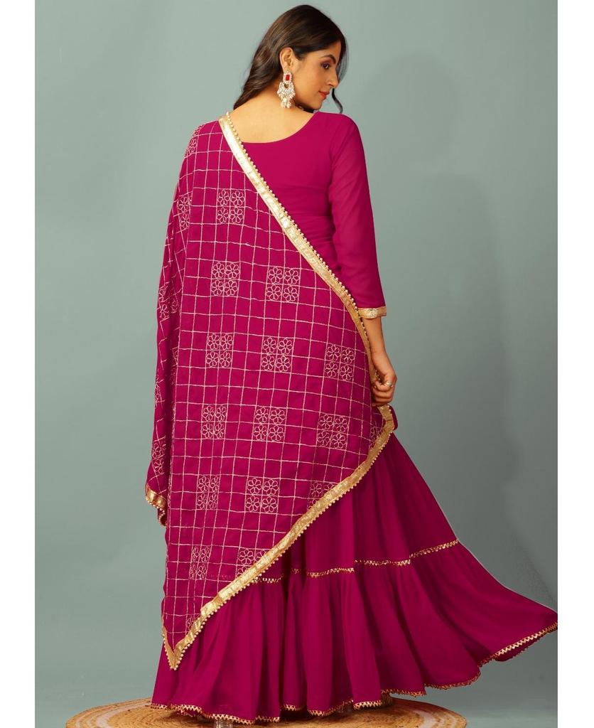 Damen Indisch Pakistanisch Sharara Kurta Dupatta Set Bollywood Kurti Salwar Kameez Punjabi Anzug