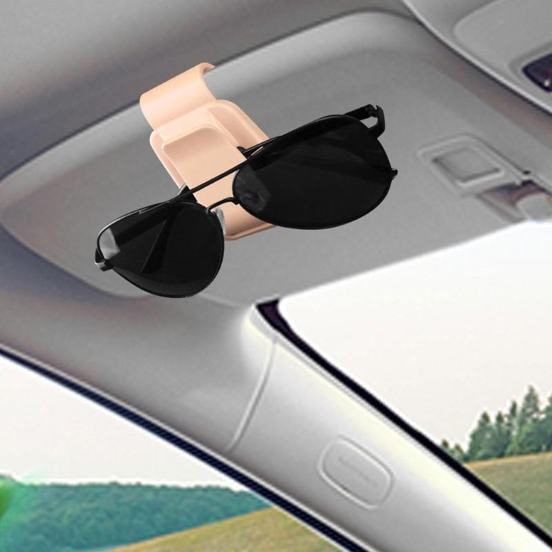Multifunction Sun Visors Glasses Case with Secure Clamp Soft Lined Automobile Eyewear Organizers Eyeglasses Mount for Car