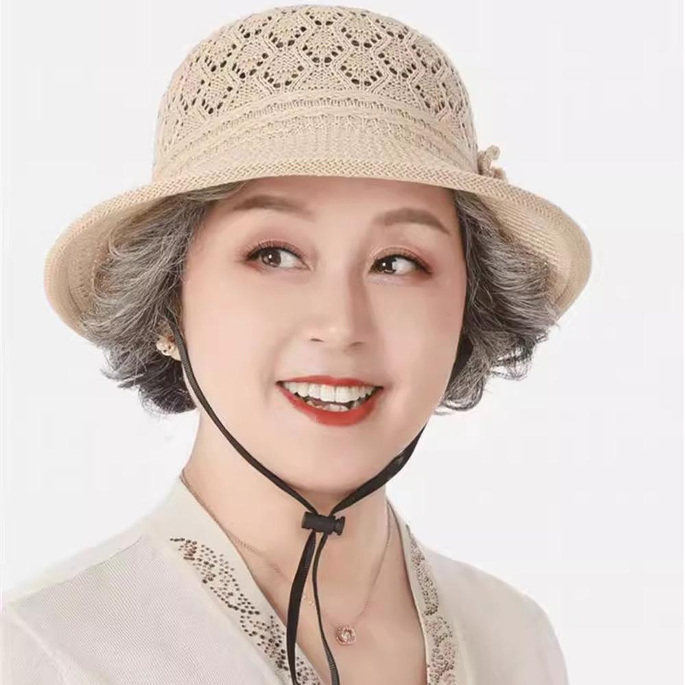 Sun Protection Flower Pearl Woven Hat Foldable Weave Bucket Hat Handmade Sun Hat  Outdoor