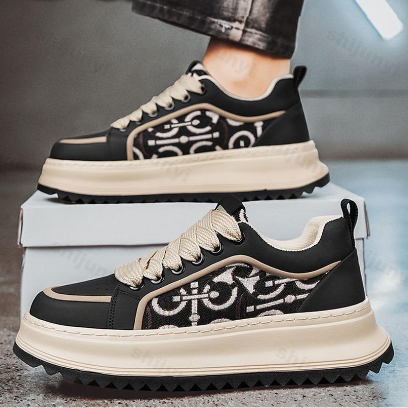 Men Sneaker Designer Board Shoes Fashion Casual Microfiber Leather Fabric Breath Height Increased Outdoors Flat Platform Shoes