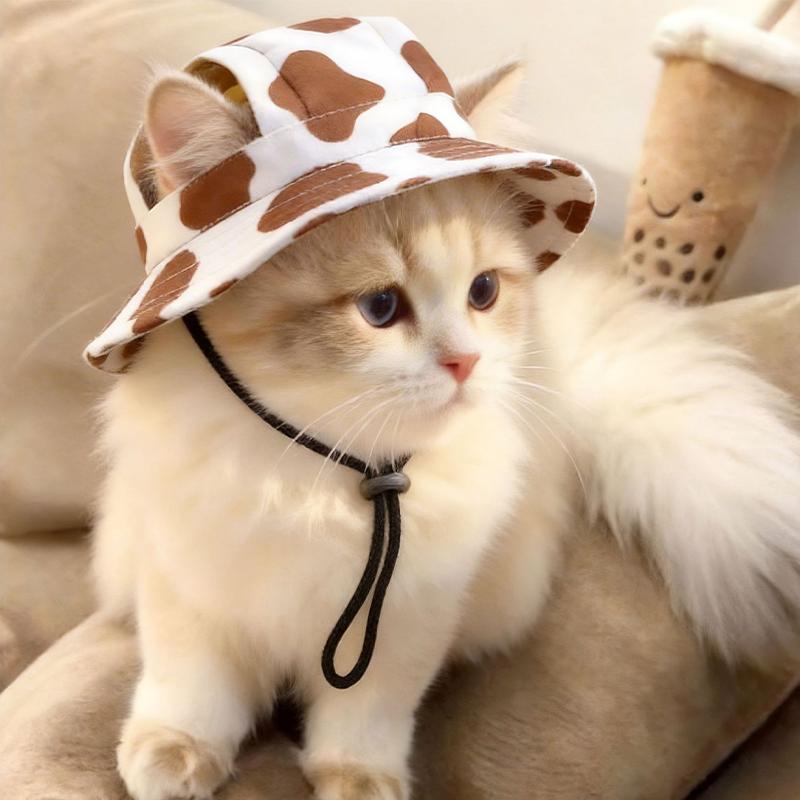 Cappello da Sole Estivo per Gatti con Fori per le Orecchie - Carino Cappellino da Pescatore per Gattini Per Protezione UV Traspirante Cappellino da Sole da Esterno per Gatti