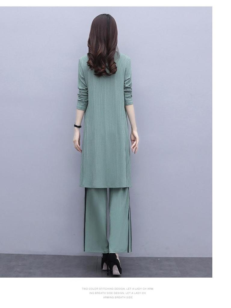 2023 Women's Fashion Three-Piece Set: Wide-Leg Pants, Temperament Coat & Casual Crop Top