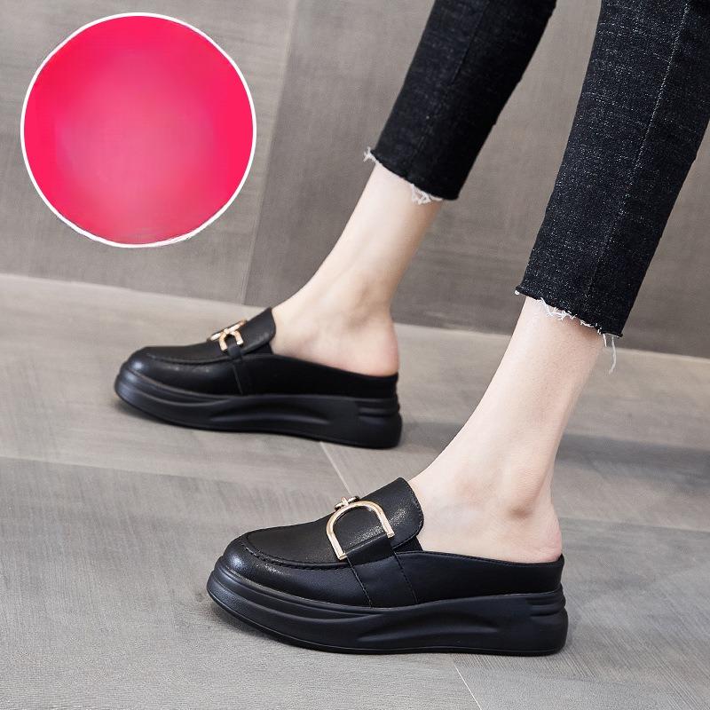 

Тапочки-буфы Сандалии Кожаные мокасины 37 чёрный